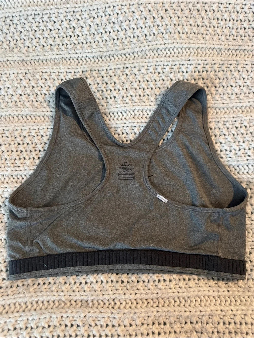 Nike Gray Racerback Sports Bra with Black Swoosh